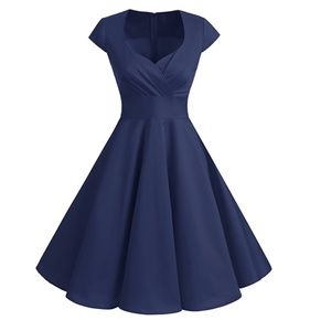 Navy vintage swing dress